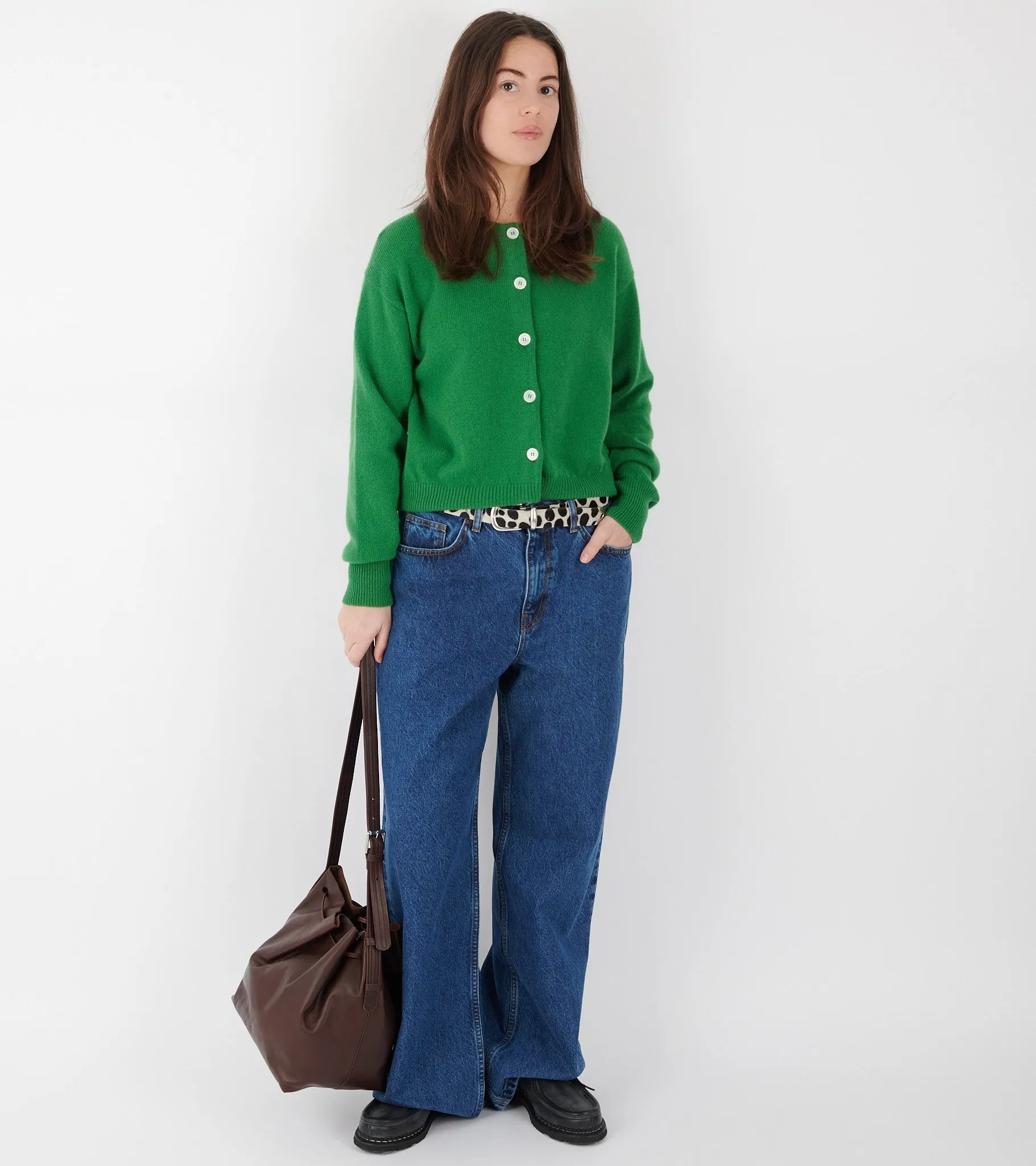 Ada Crewneck Cardigan Pagoda Green