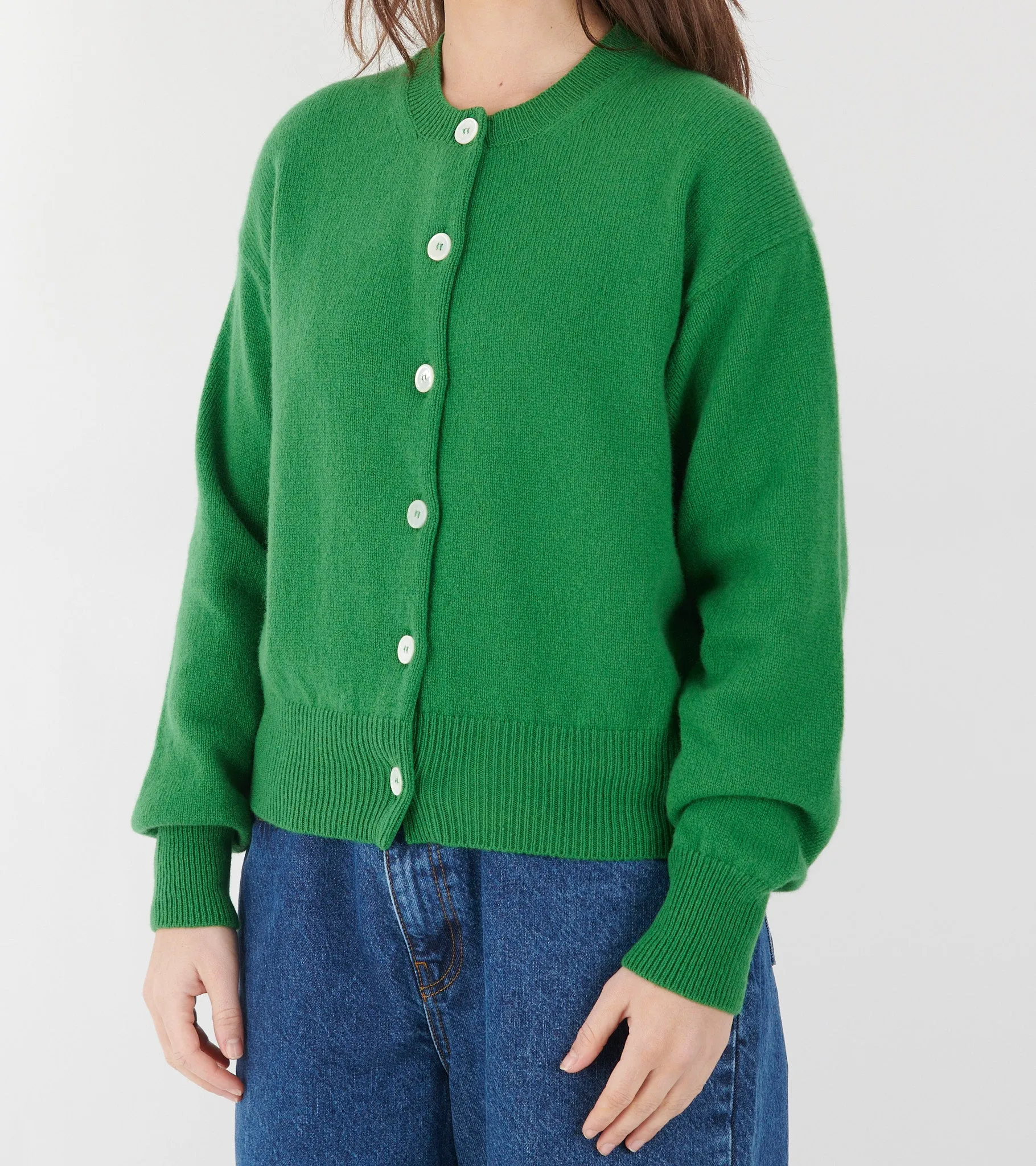 Ada Crewneck Cardigan Pagoda Green