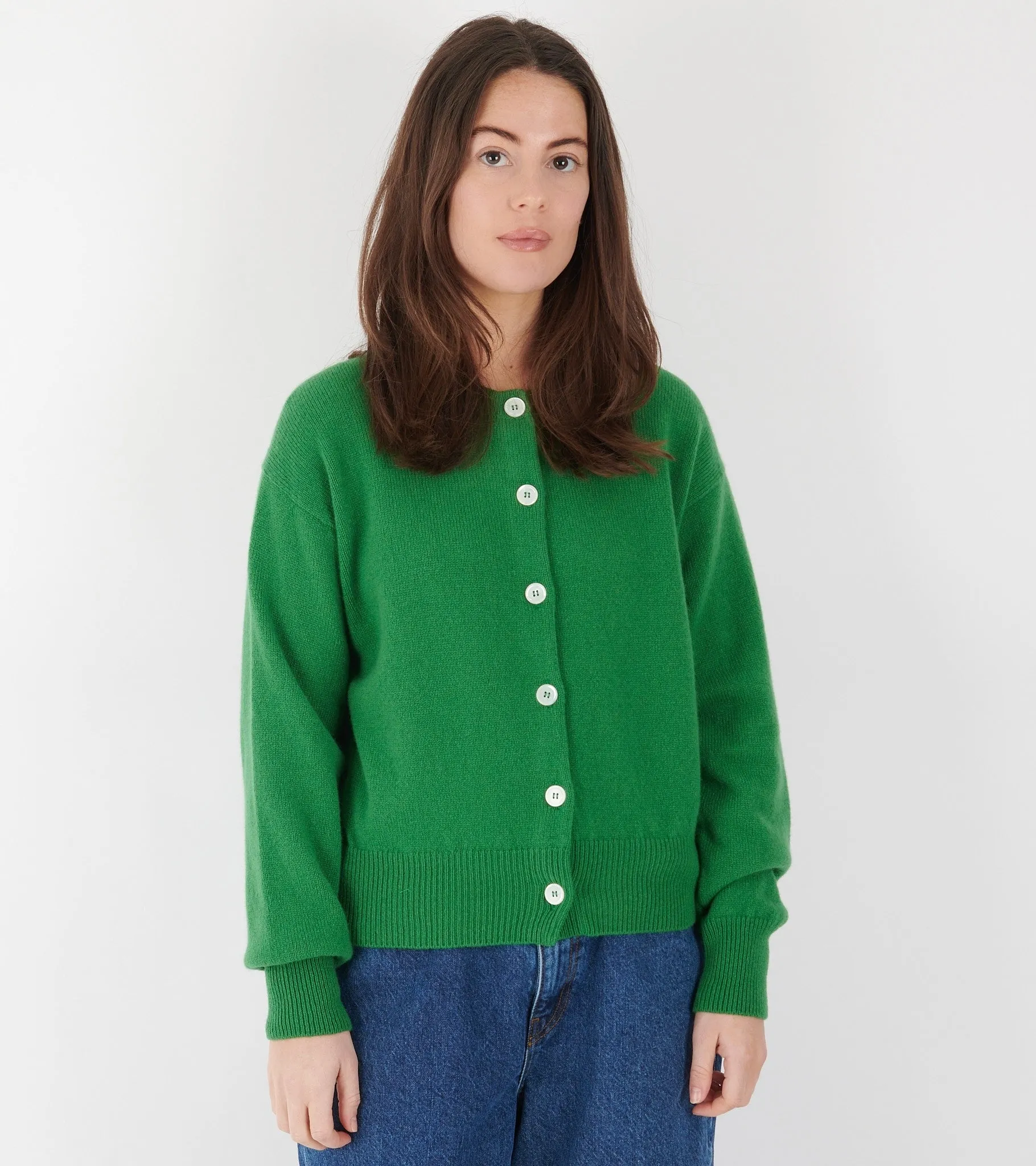 Ada Crewneck Cardigan Pagoda Green