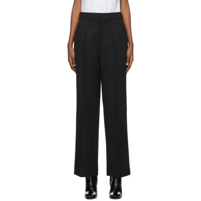 AMI Alexandre Mattiussi Black Wool Straight-Leg Trousers