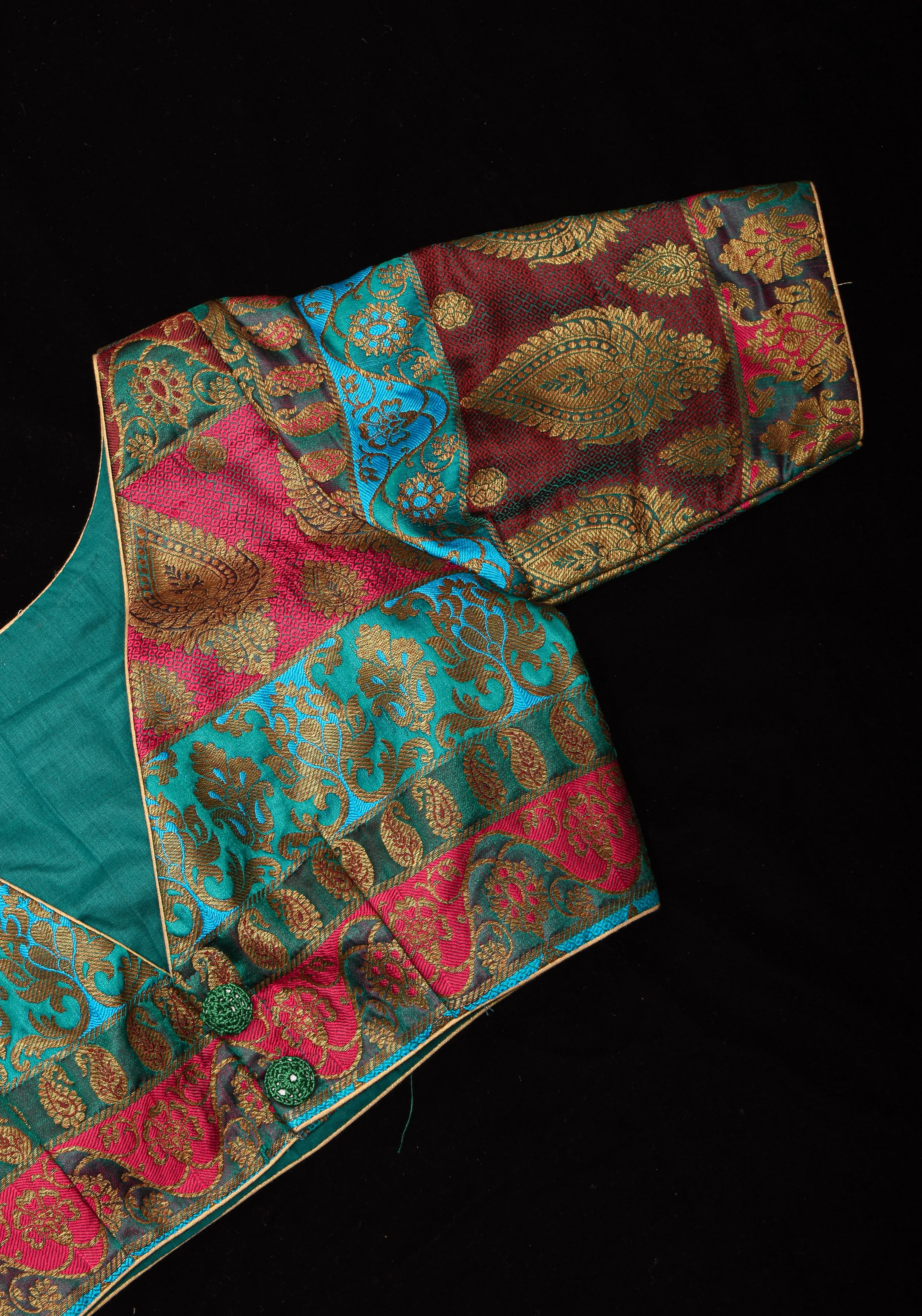 Banarasi multicolor Boat Neck Antique zari brocade Blouse | Made To Order
