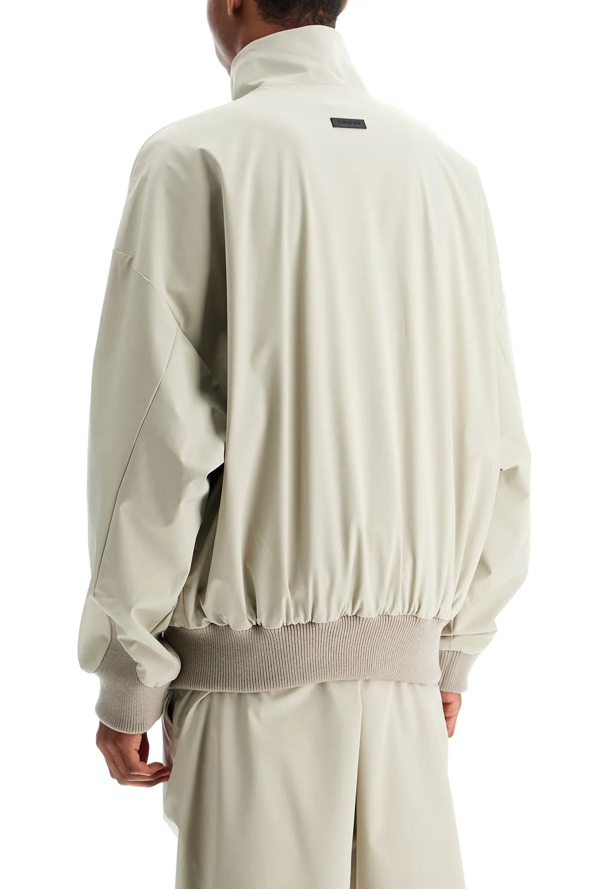 beige nylon and polyester jacket with high collar and zip FGE230 327PON CEMENT