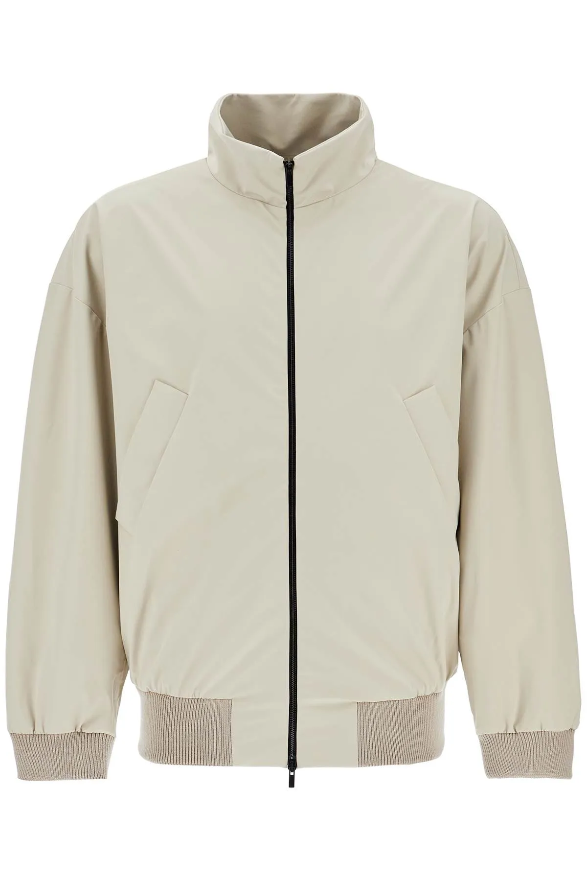 beige nylon and polyester jacket with high collar and zip FGE230 327PON CEMENT