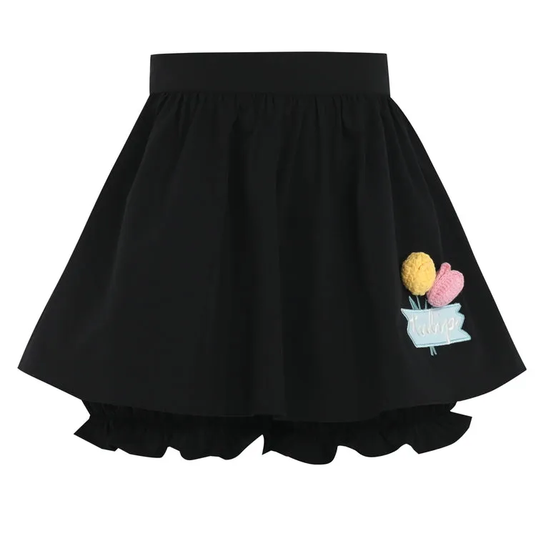 Black All-match High Waist Temperament Umbrella Skirt