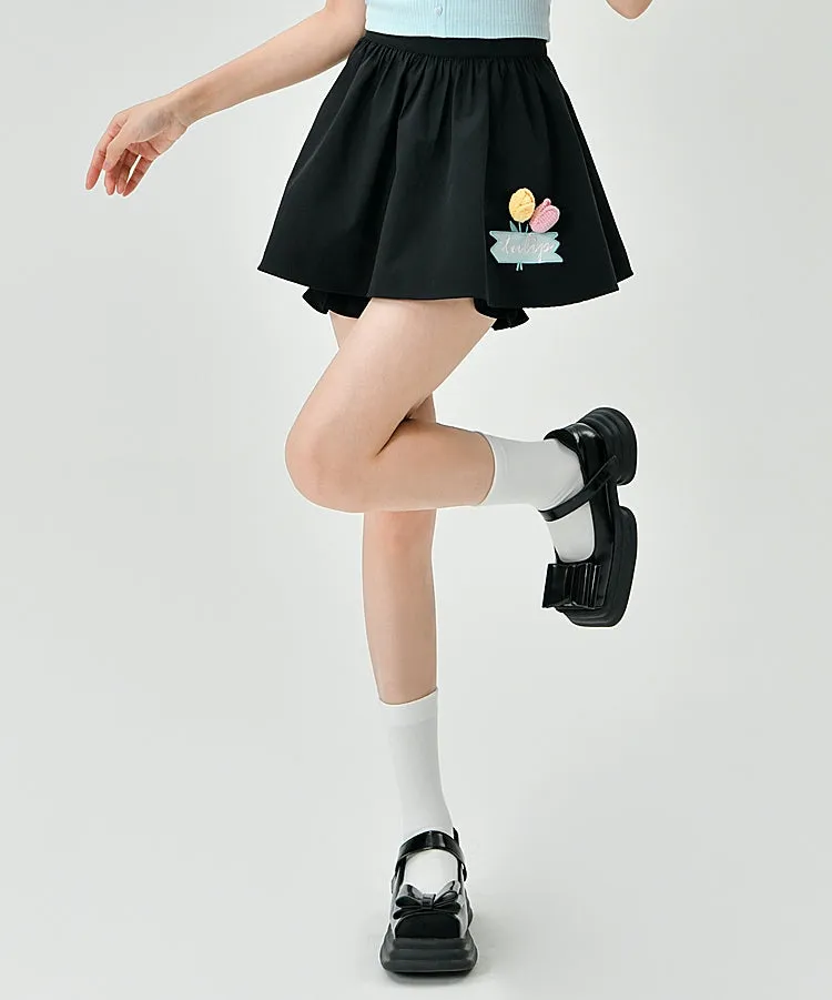 Black All-match High Waist Temperament Umbrella Skirt
