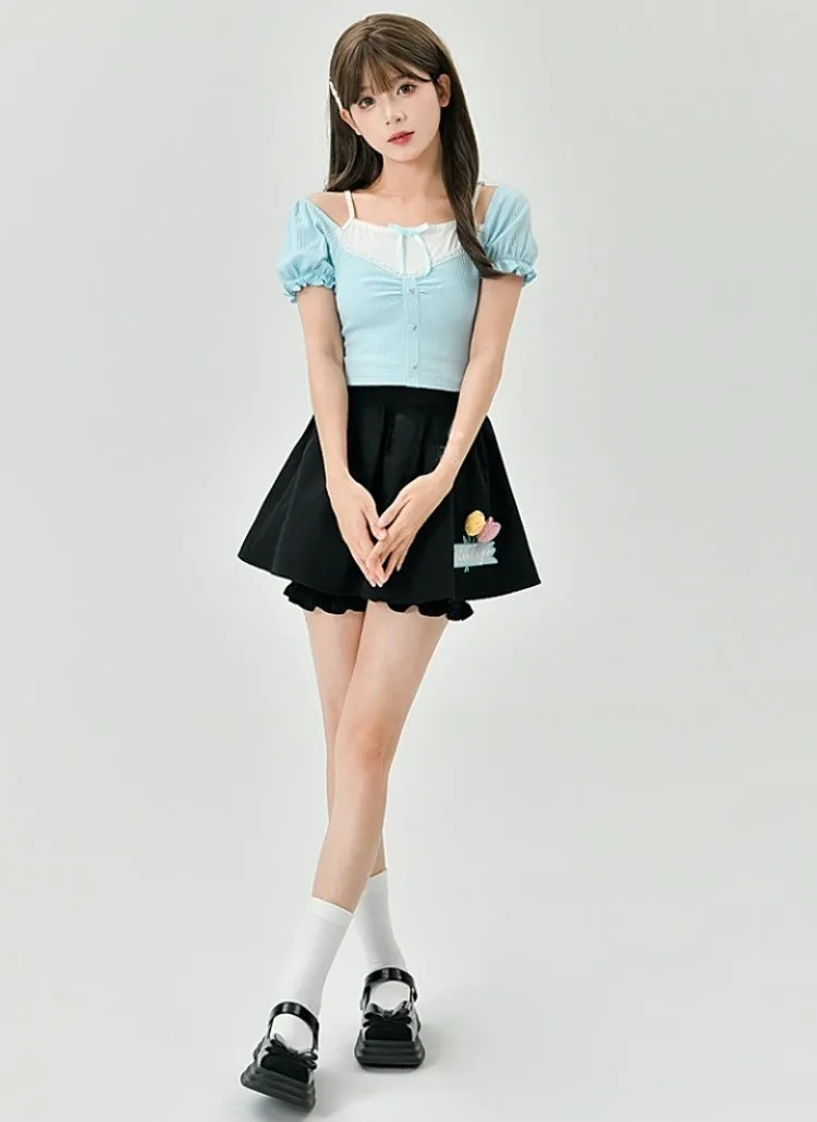 Black All-match High Waist Temperament Umbrella Skirt