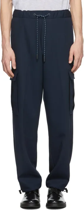 Boss Navy Wool Exit 64 Cargo Pants