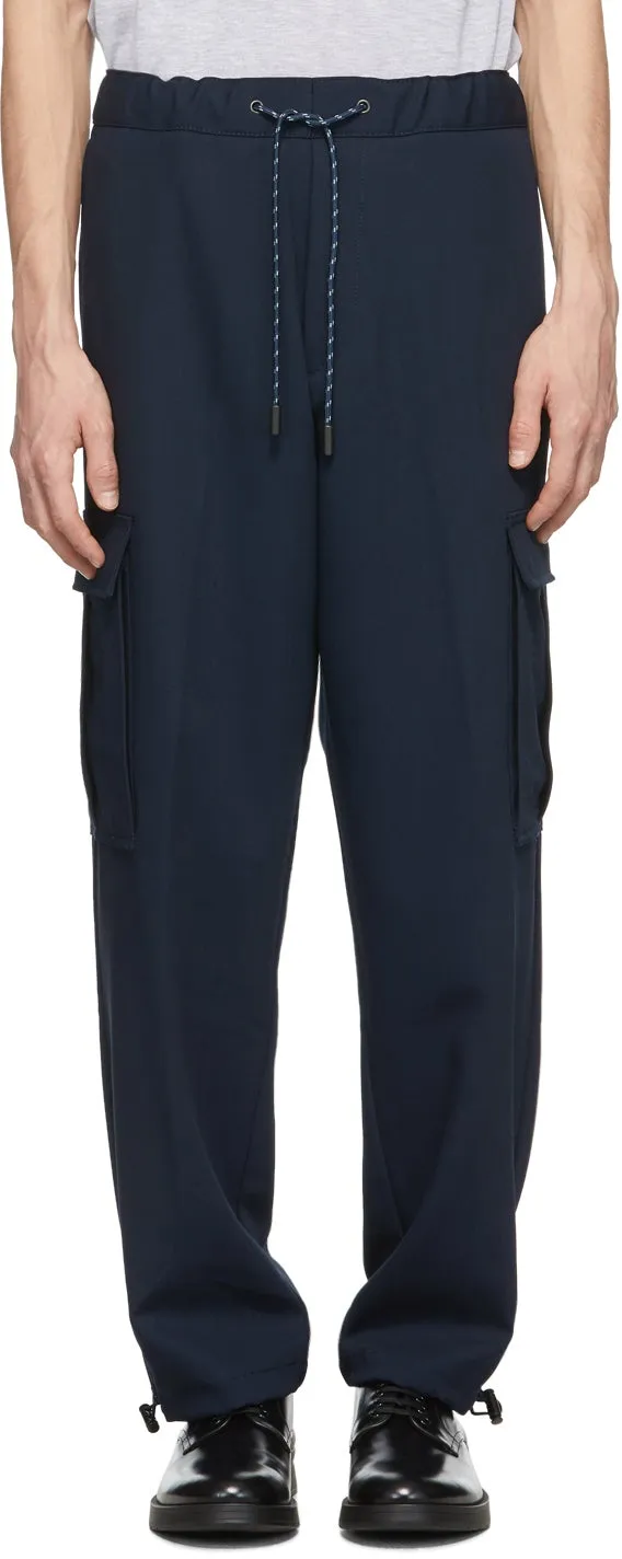 Boss Navy Wool Exit 64 Cargo Pants