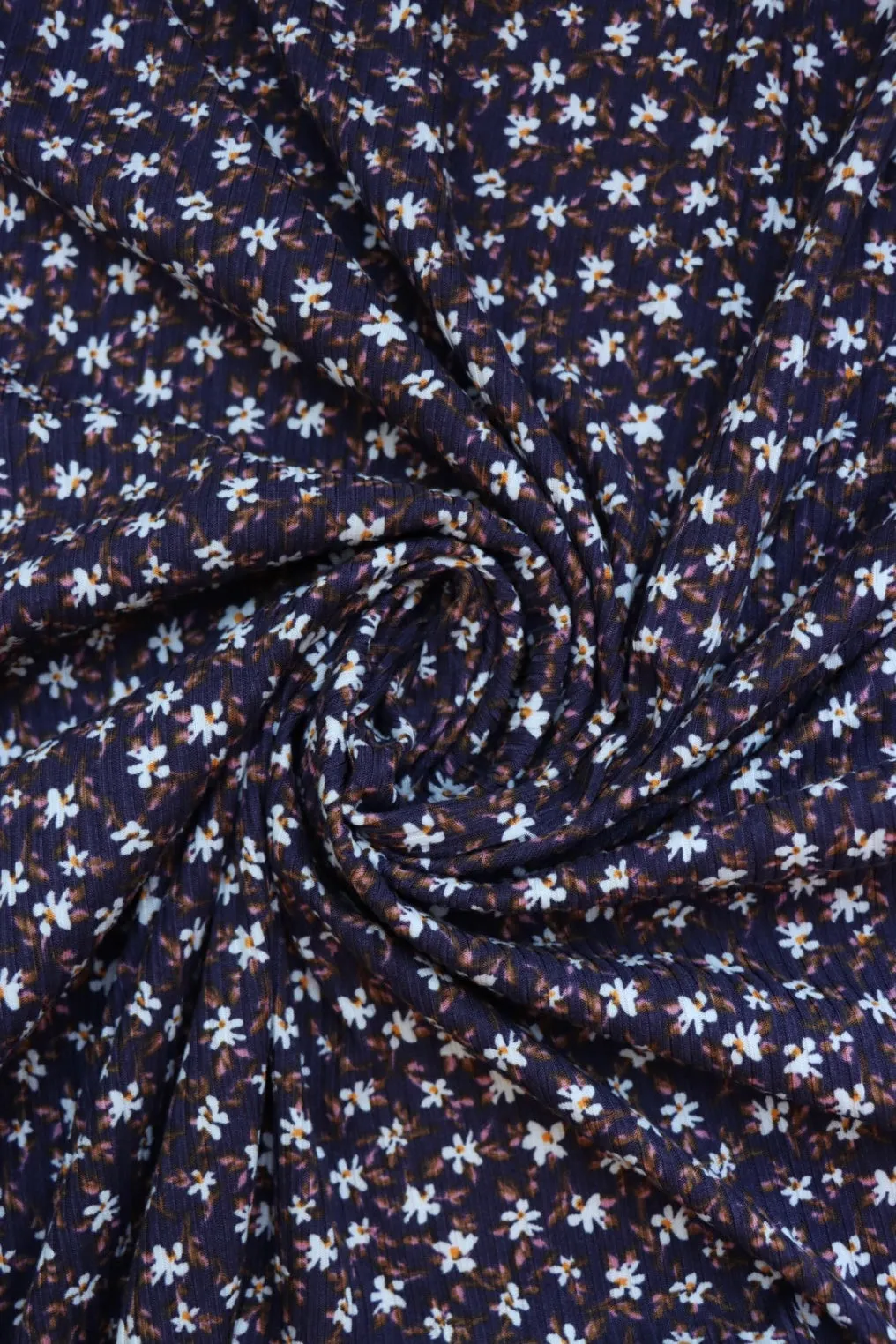 Cassia on Navy Yummy 4x2 Rib Knit