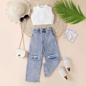 Crop   High Waist Denim