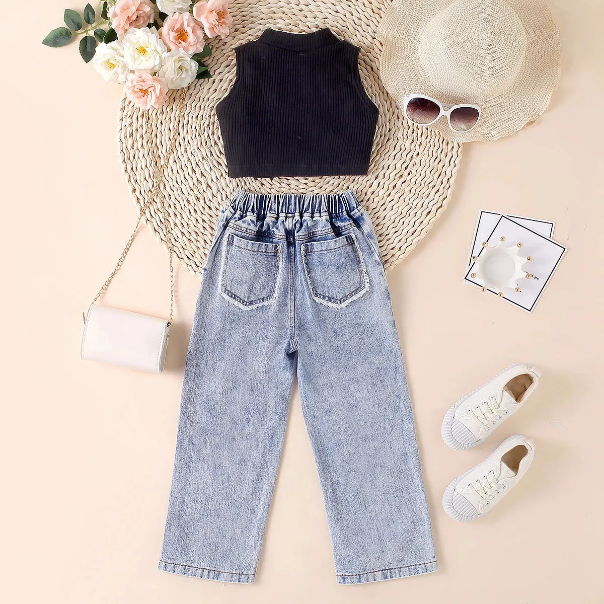 Crop   High Waist Denim