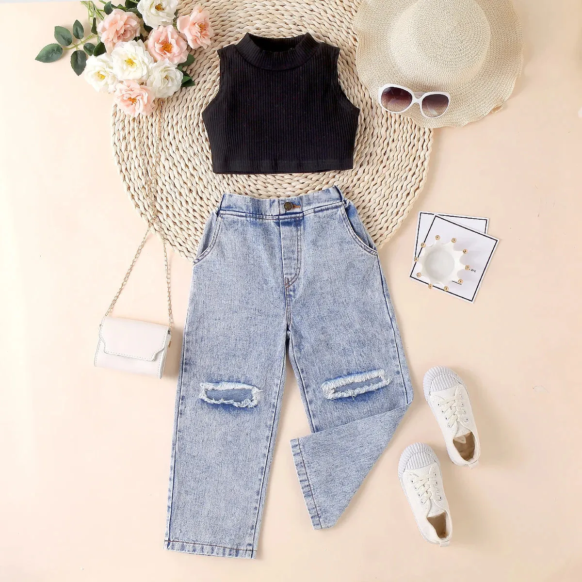 Crop   High Waist Denim