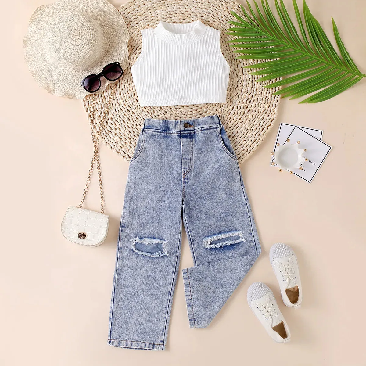 Crop   High Waist Denim