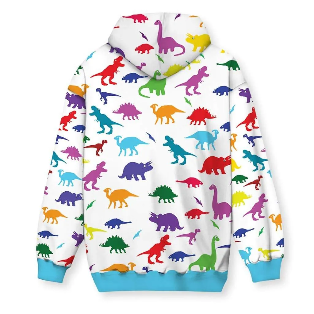 Dino Print Men's Zip-Up Hoodie