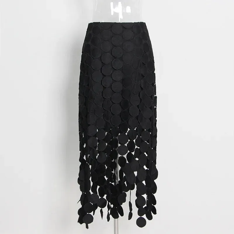 Dot Patchwork Tassel Skirts
