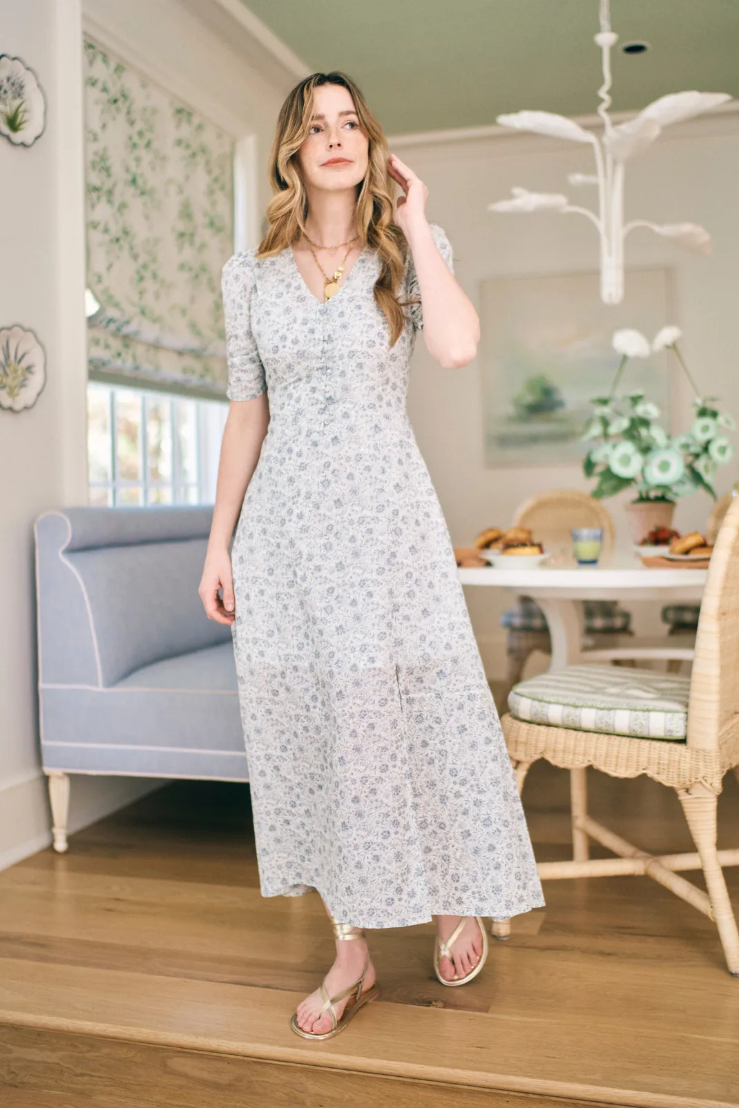 Elaine Dress in Floral Blues