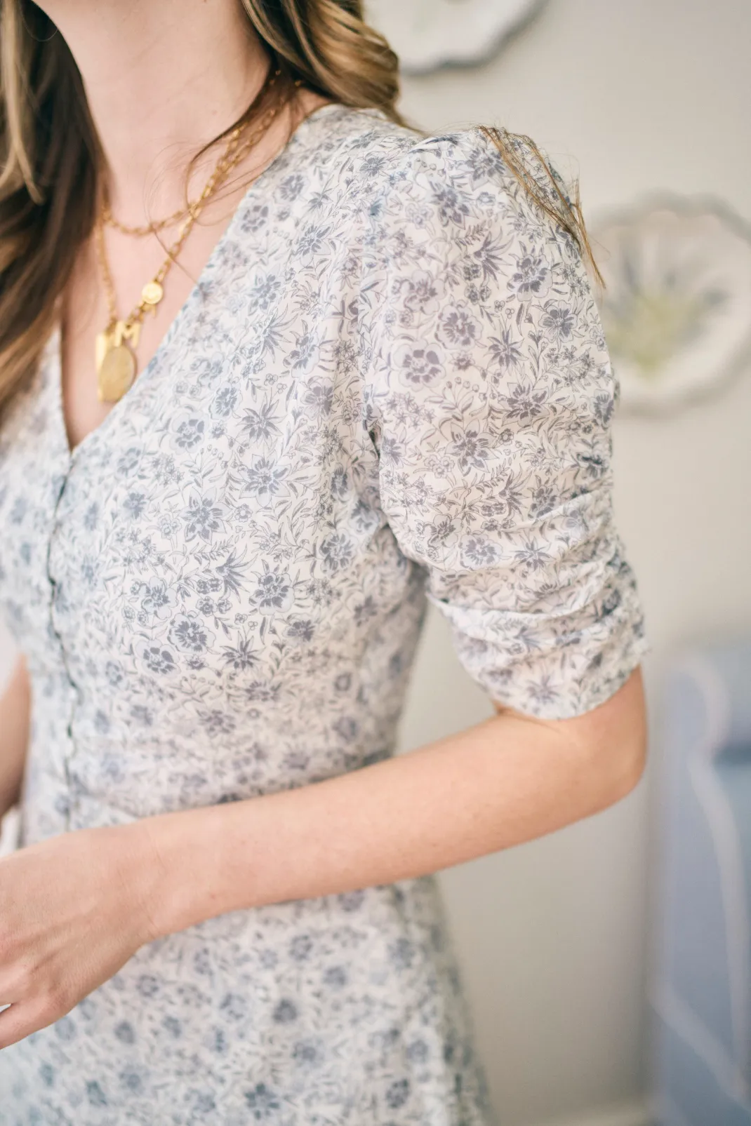 Elaine Dress in Floral Blues