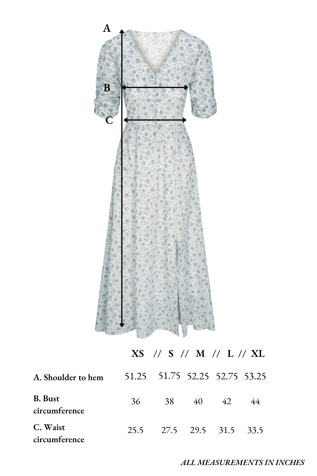 Elaine Dress in Floral Blues