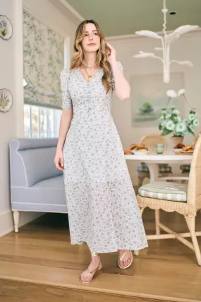 Elaine Dress in Floral Blues