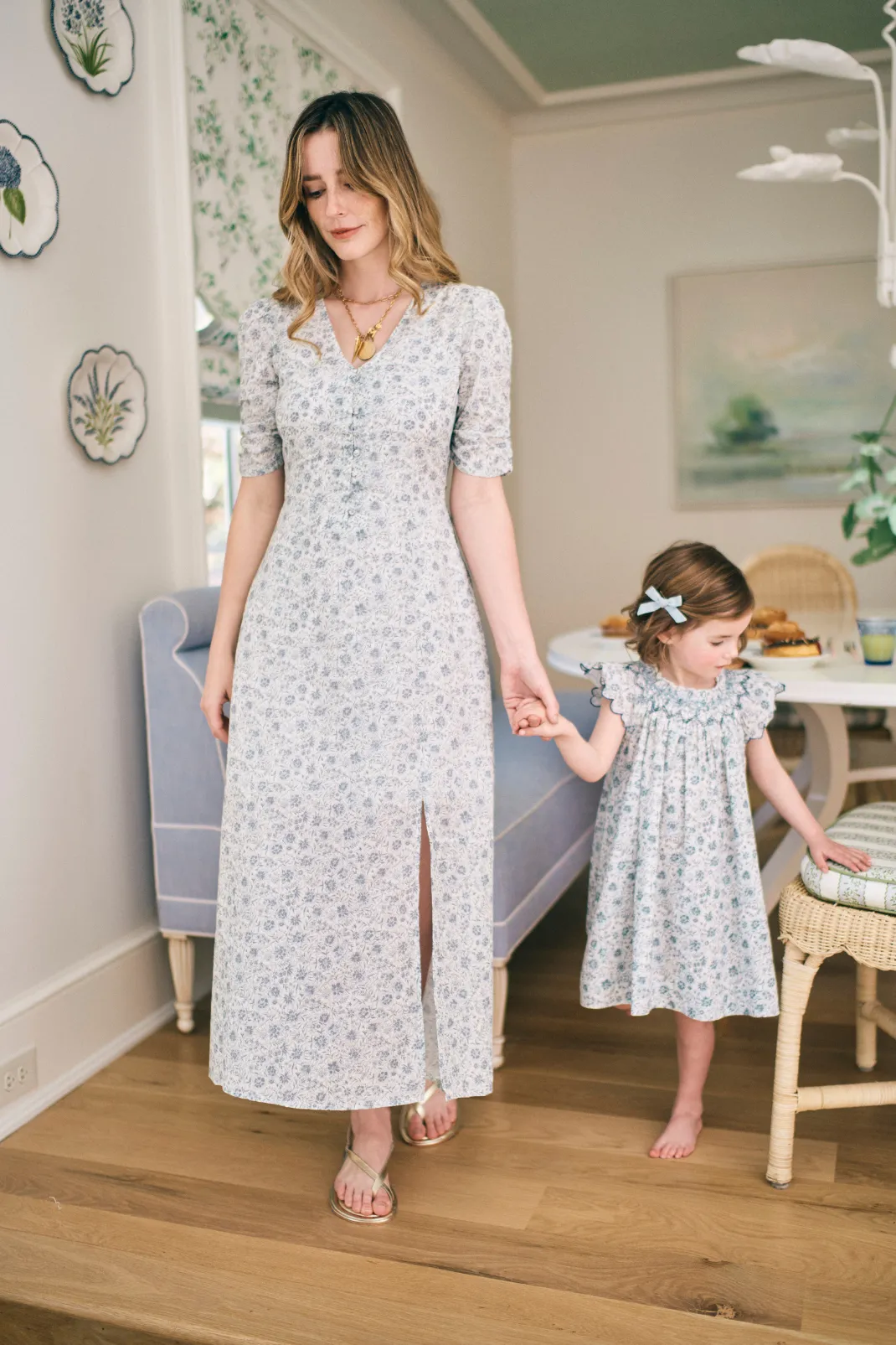 Elaine Dress in Floral Blues