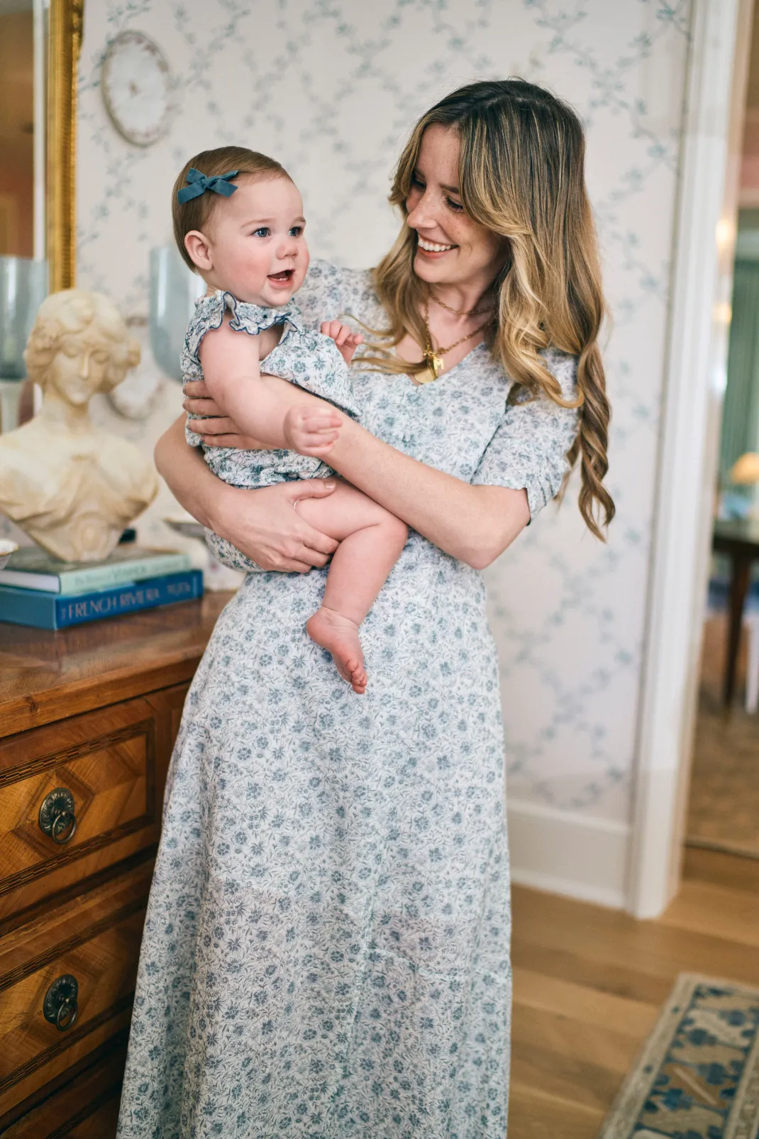 Elaine Dress in Floral Blues