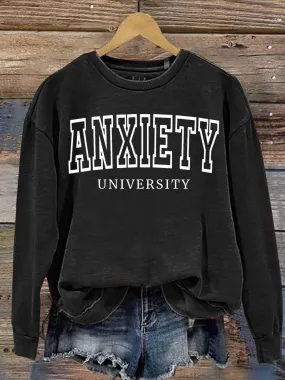 Firelyy Anxiety University Mental Health Awareness Art Print Casual Sweatshirt