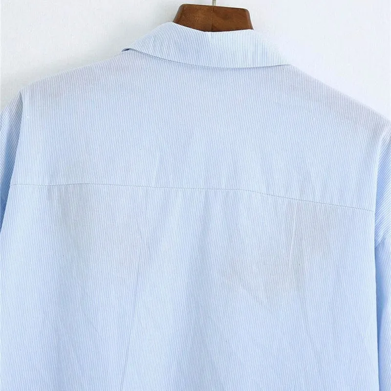 FLORAL EMBROIDERY STRIPED SHIRT