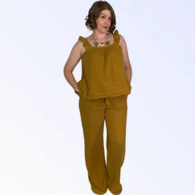 Gauze Waist Tie Pants