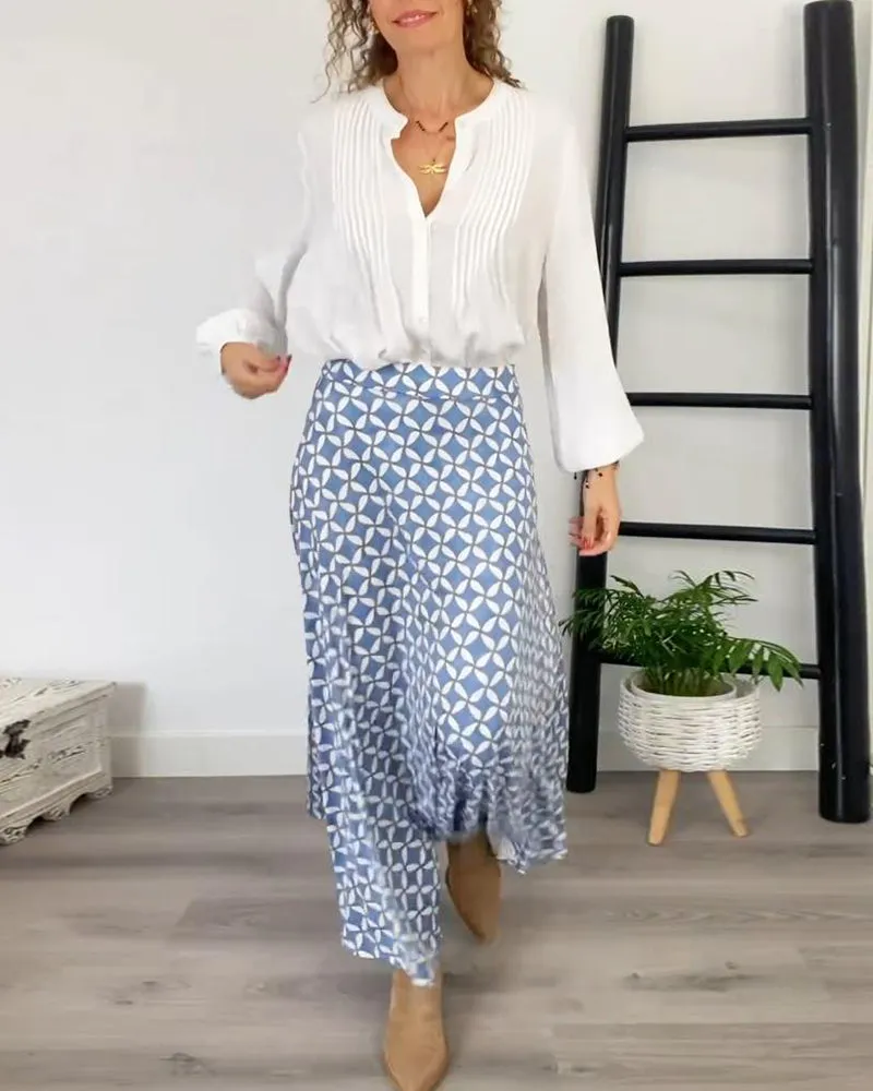 Geometric print elegant skirt