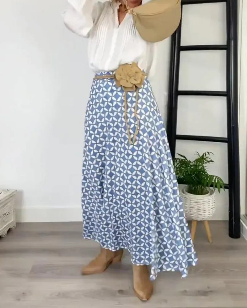 Geometric print elegant skirt
