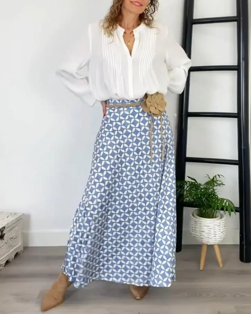 Geometric print elegant skirt