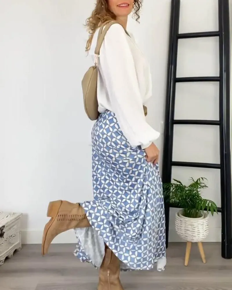 Geometric print elegant skirt