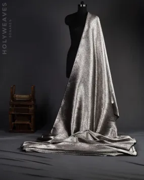 Gray Banarasi Silver Zari Tiger Stripes Brocade Handwoven Katan Silk Fabric