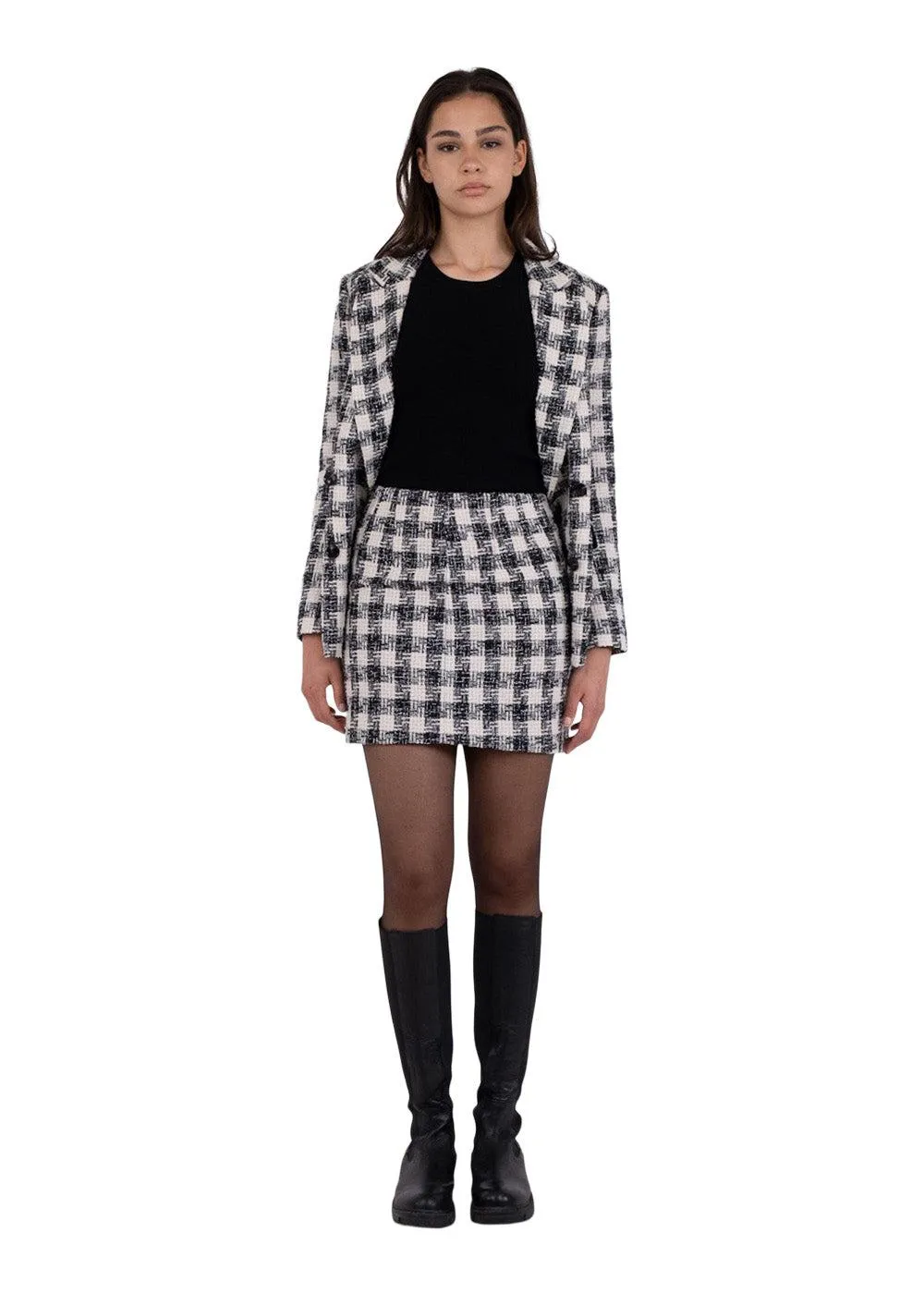 Helmine Chic Boucle Skirt - Black/White
