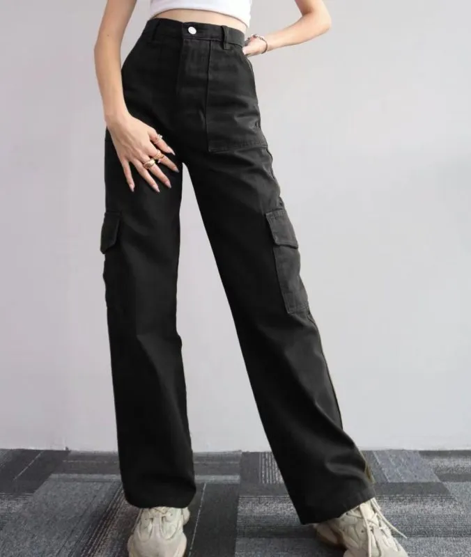 Isabella Versatile casual pants, mid-rise three-dimensional pocket trousers, waist-cinching overalls