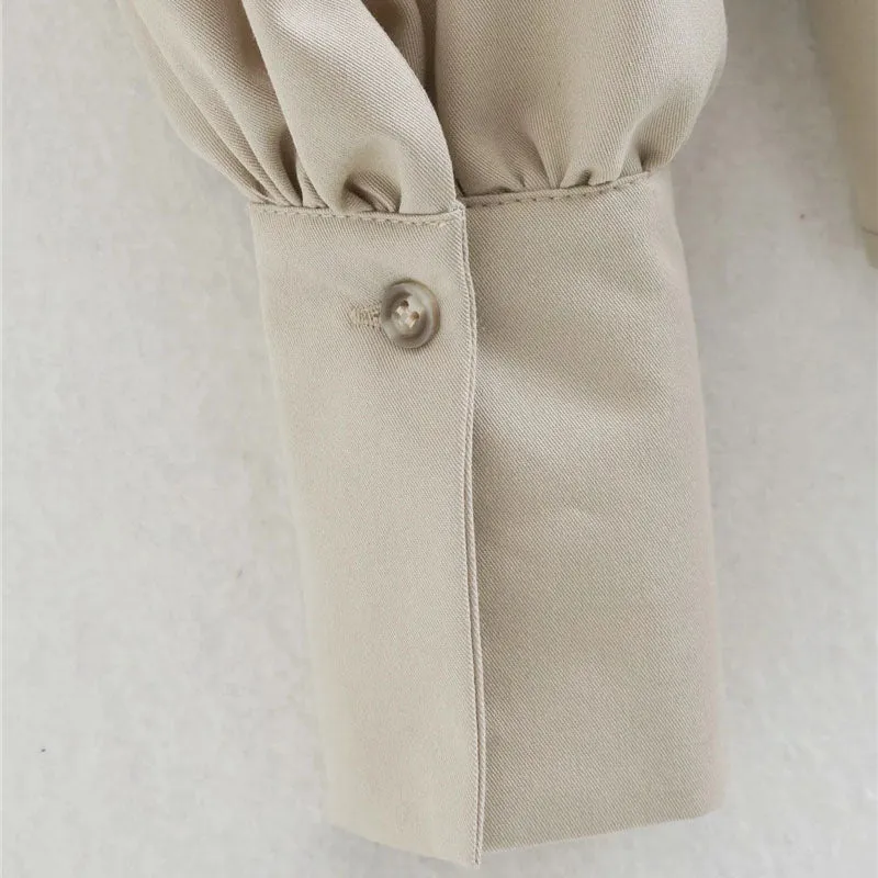 LANTERN SLEEVE PLEATED BLOUSE