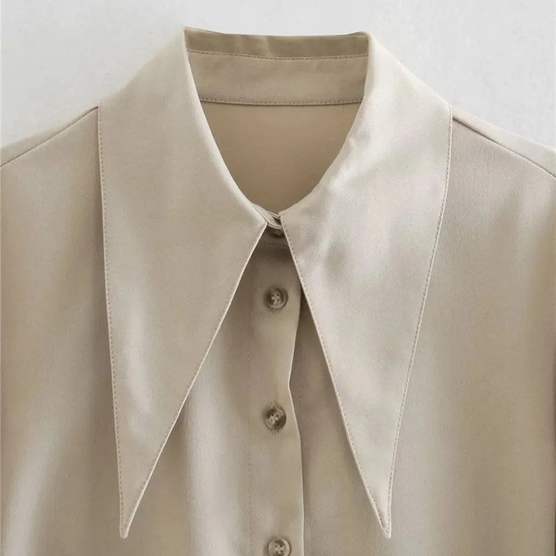 LANTERN SLEEVE PLEATED BLOUSE