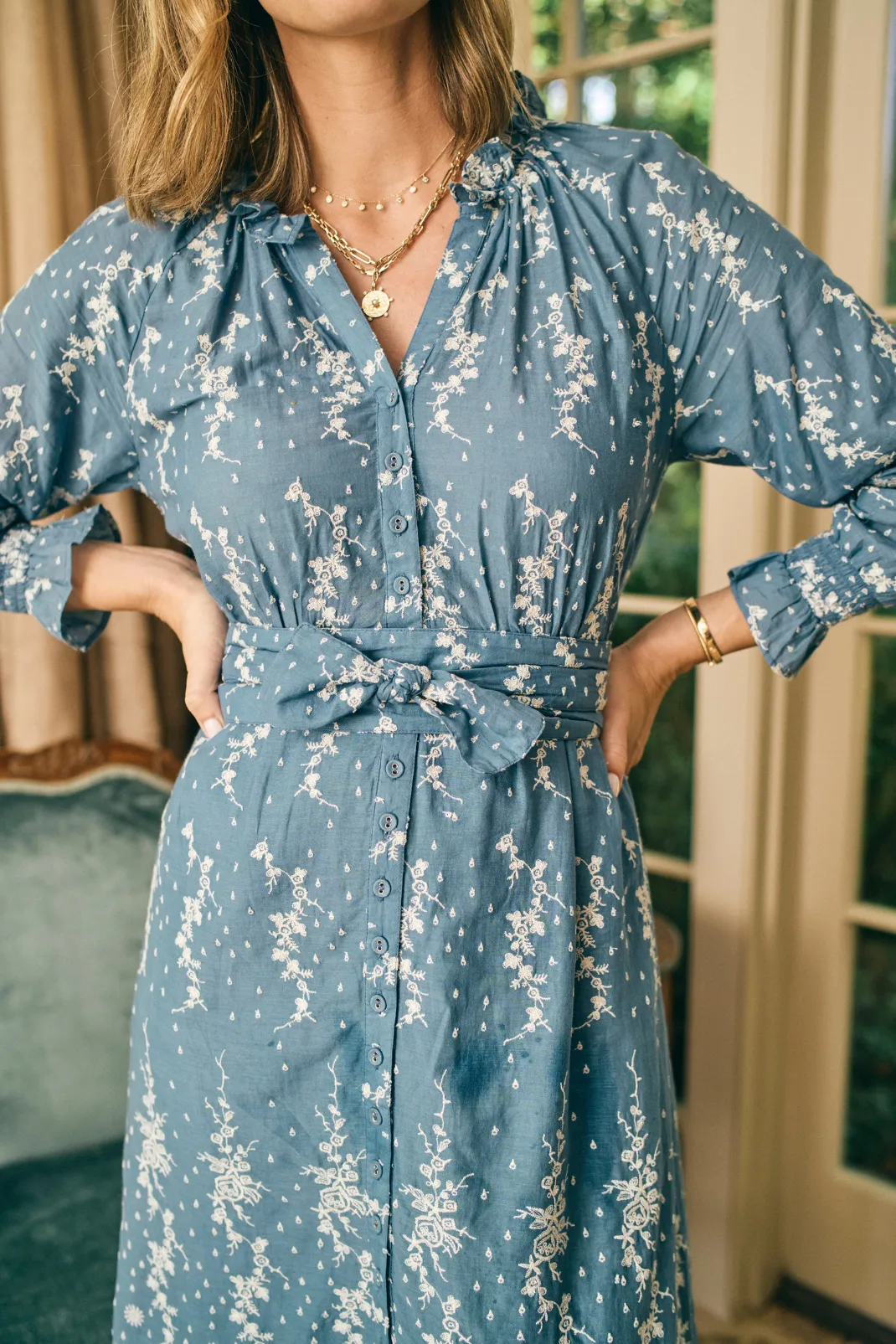 Lele Dress in Wedgewood Eyelet