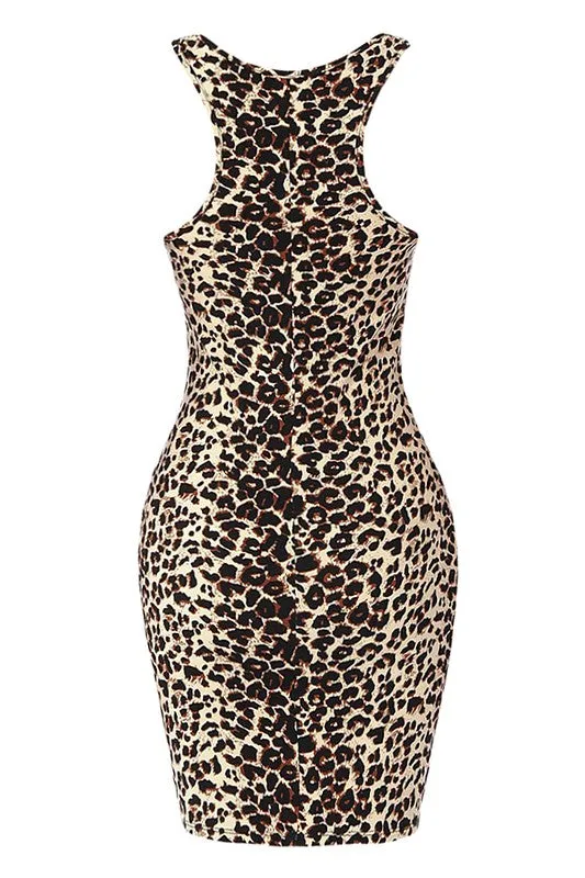 Leopard Print Fitted Pencil Dress