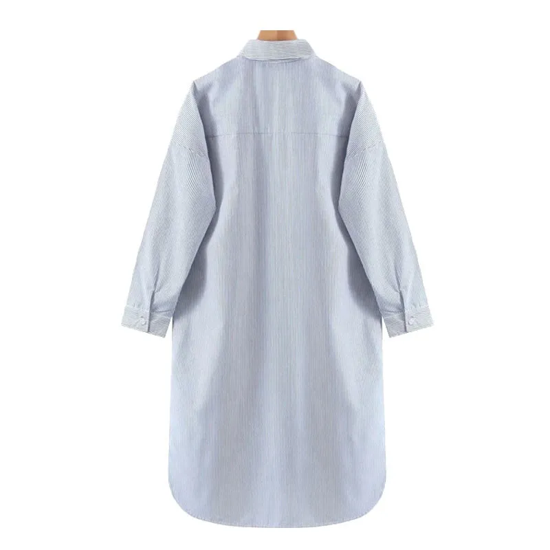 LONG STRIPED ASYMMETRY SHIRT