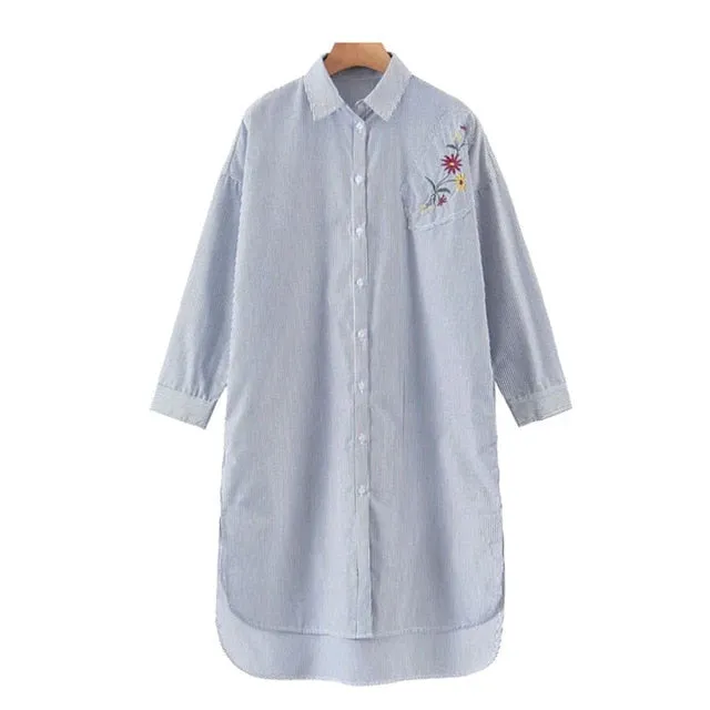 LONG STRIPED ASYMMETRY SHIRT