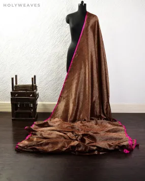 Mahogany Banarasi Python Antique Zari Brocade Handwoven Katan Silk Fabric