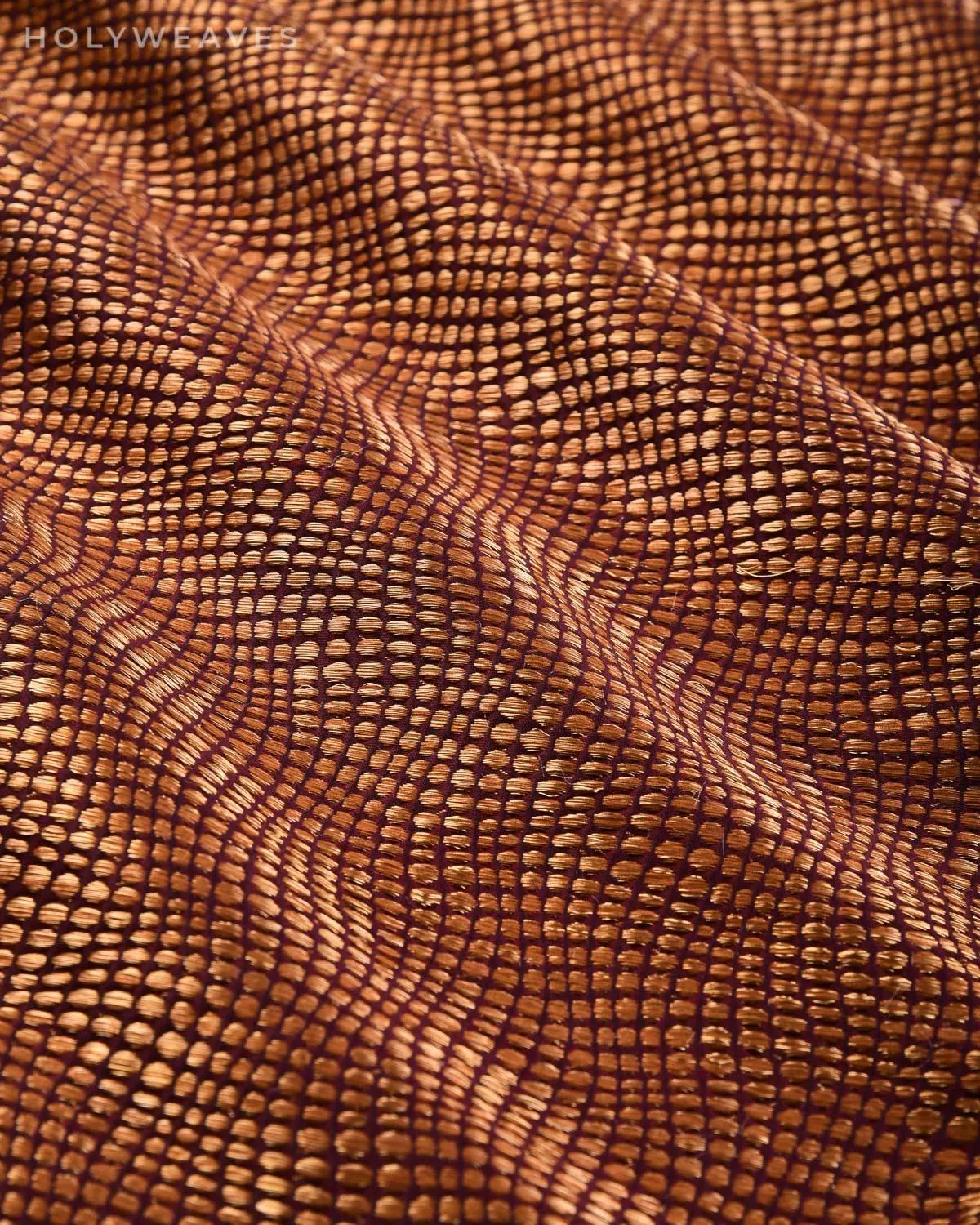 Mahogany Banarasi Python Antique Zari Brocade Handwoven Katan Silk Fabric