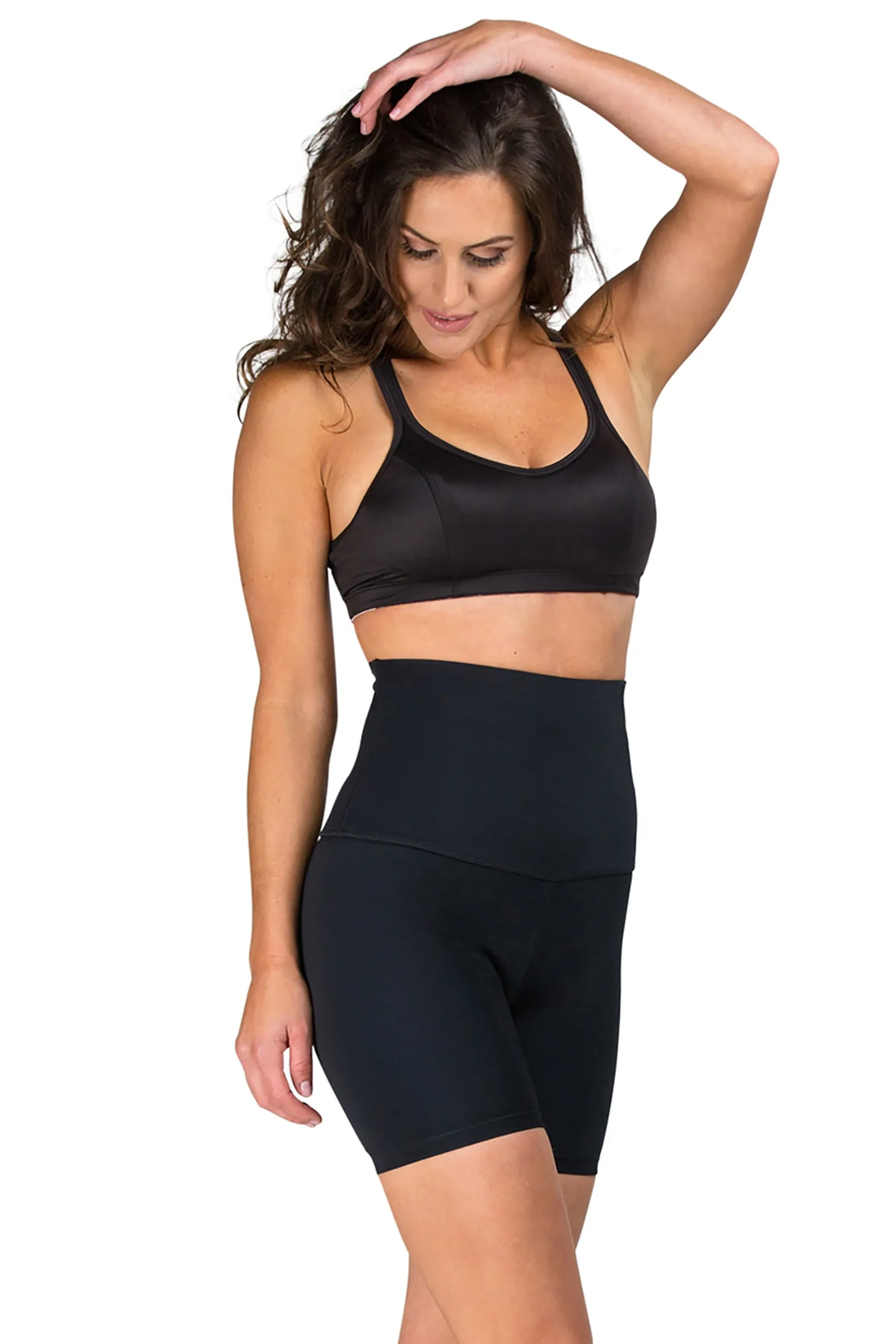 Mineral Infused High Waist Exercise Shorts - Black