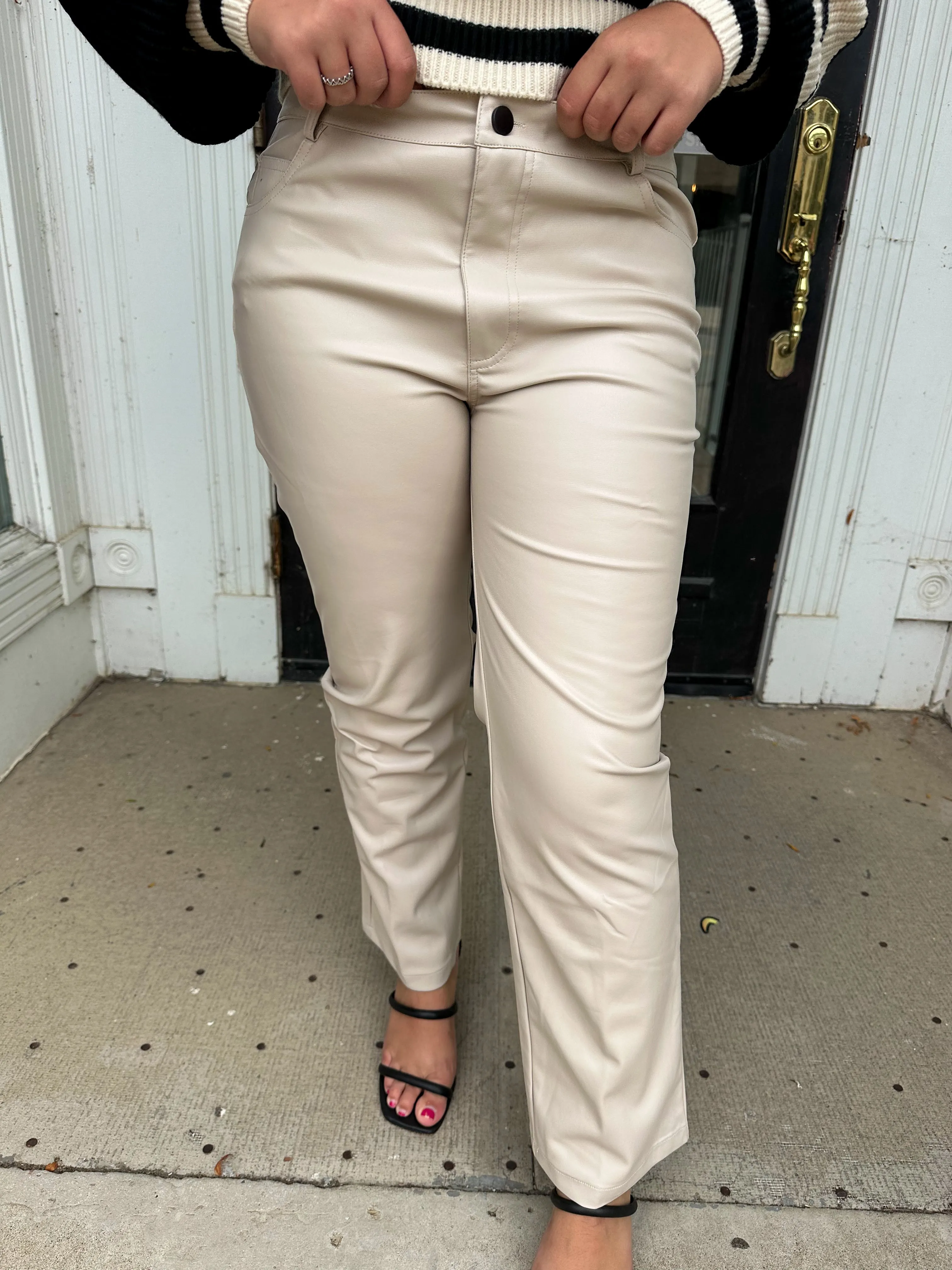 Oatmeal Leather Pants