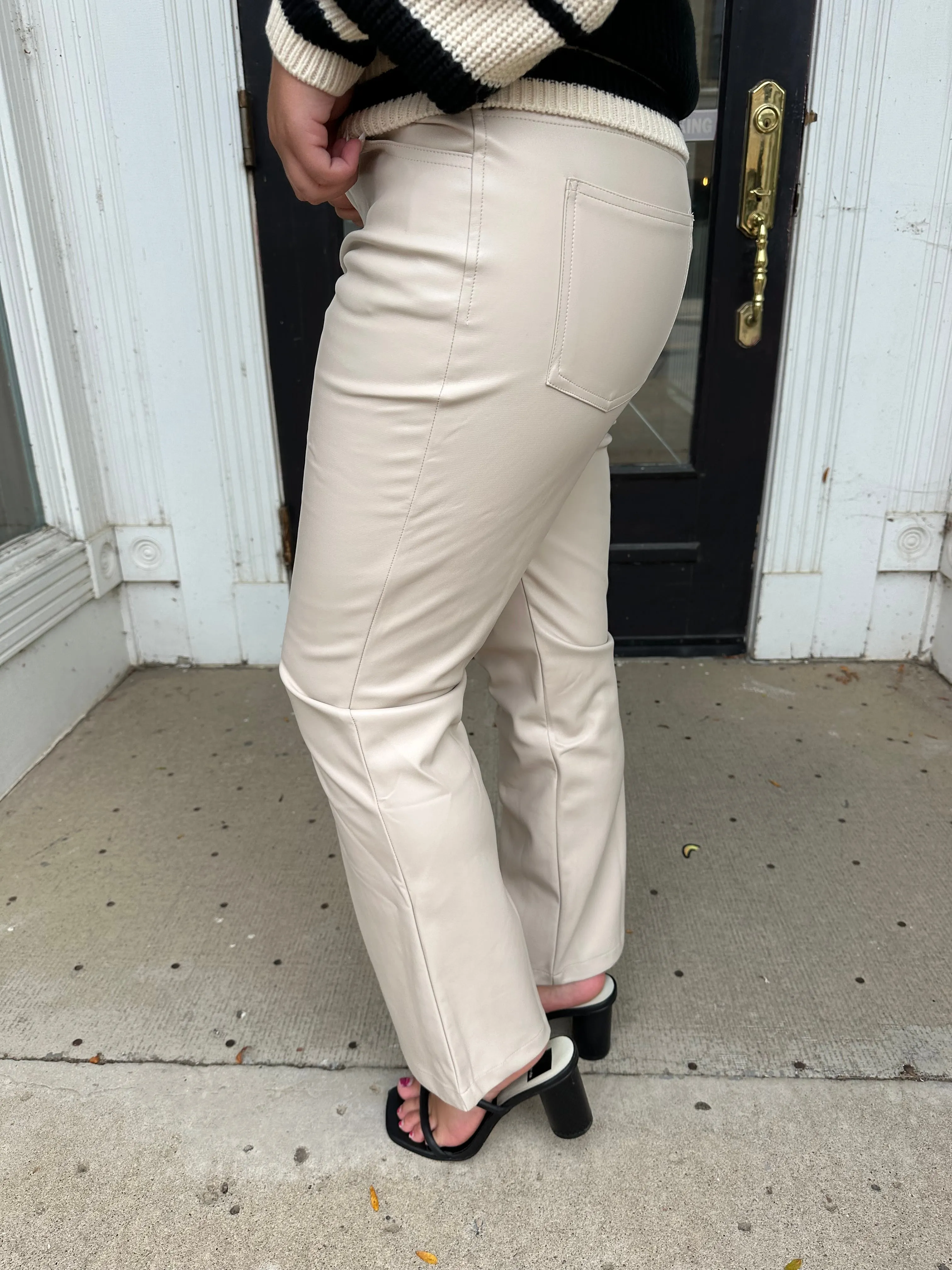 Oatmeal Leather Pants