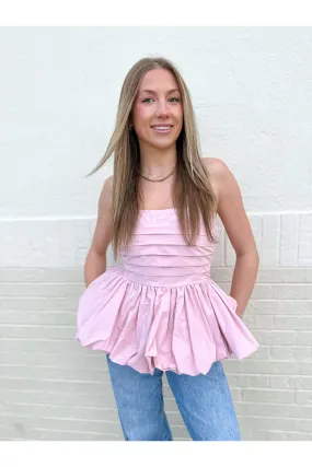 Paige Bubble Hem Blouse- Pink