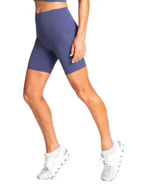 Power High-Waist Biker Shorts with Pockets, Navy