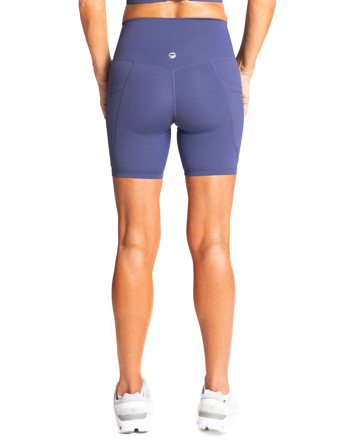 Power High-Waist Biker Shorts with Pockets, Navy