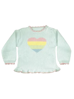 Rainbow Heart Knit Sweater